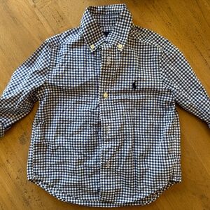 Ralph Lauren Boys Toddler Gingham Buttondown Size 2T Blue